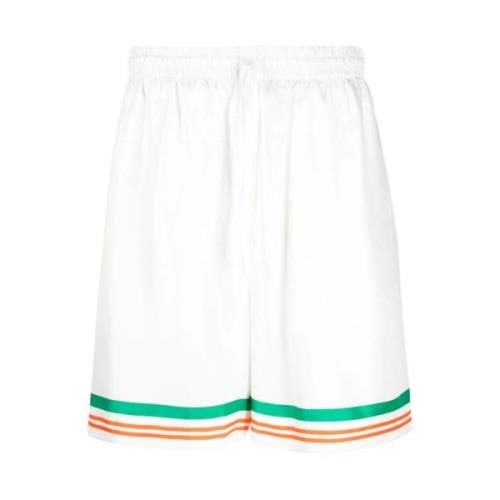 Tennis Club Icon Zijden Shorts Casablanca , White , Heren