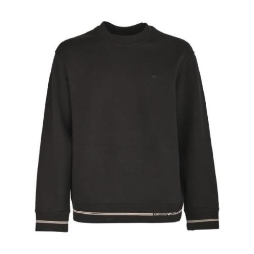 Heren Double Jersey Sweatshirt met Adelaar Logo Emporio Armani , Black...