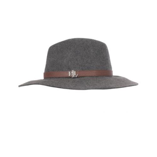 Dames wollen hoed met metalen logo Ralph Lauren , Gray , Dames