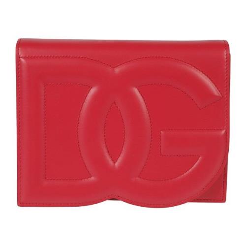 Rode Leren DG Logo Schoudertas Dolce & Gabbana , Red , Dames