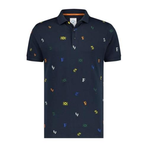 Donkerblauw poloshirt met korte mouwen A fish named Fred , Blue , Here...