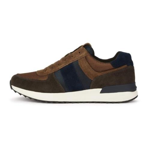 Tec Fabric Leren Sneakers Running Boggi Milano , Brown , Heren