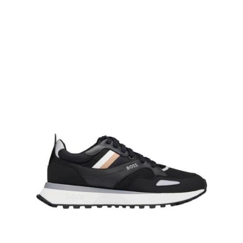 Stijlvolle Sneakers met Logo en Vetersluiting Boss , Black , Heren