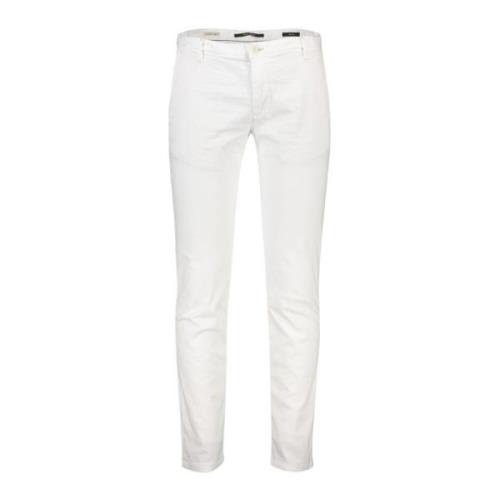 Katoenen Chino Broek in Wit Alberto , White , Heren