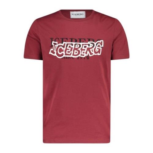 T-Shirt met Logo Print Iceberg , Red , Heren