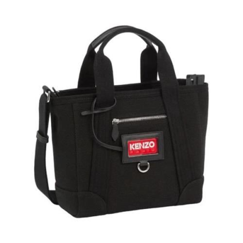 Logo Katoenen Schoudertas met Ritssluiting Kenzo , Black , Dames