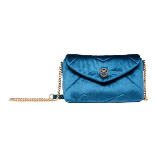 Elegante Fluweel Schoudertas Carlo Colucci , Blue , Dames