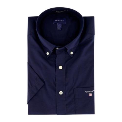 Casual overhemd korte mouw donkerblauw Gant , Blue , Heren