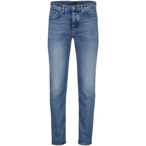 Blauwe Denim 5-Pocket Jeans Hugo Boss , Blue , Heren