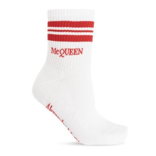 Katoenen sokken met logo Alexander McQueen , White , Dames