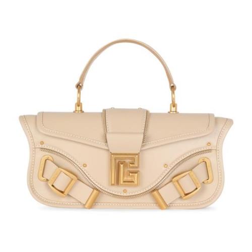 Blaze clutch tas van glad leer Balmain , Beige , Dames