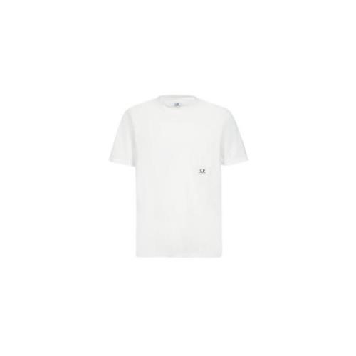 Katoenen Heren T-Shirt, Logo Print, Korte Mouw C.p. Company , White , ...