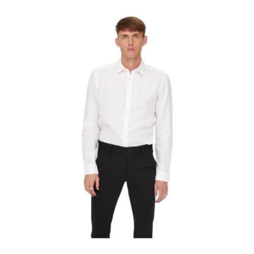Linnen shirt Only & Sons , White , Heren