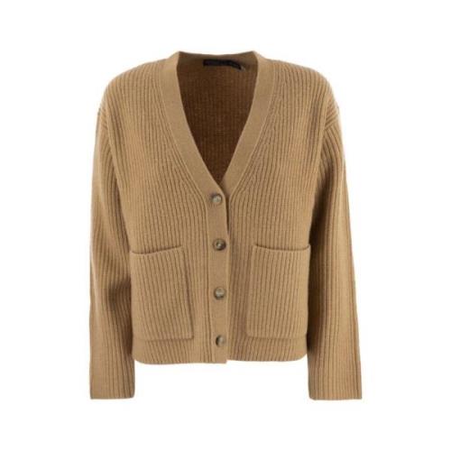 Geribbelde wollen en kasjmier cardigan Ralph Lauren , Brown , Heren