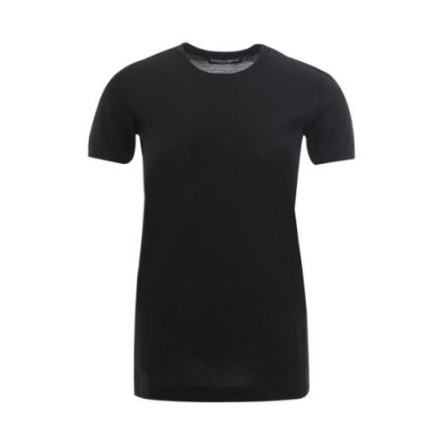 Zwarte Wol T-Shirt Dolce & Gabbana , Black , Dames