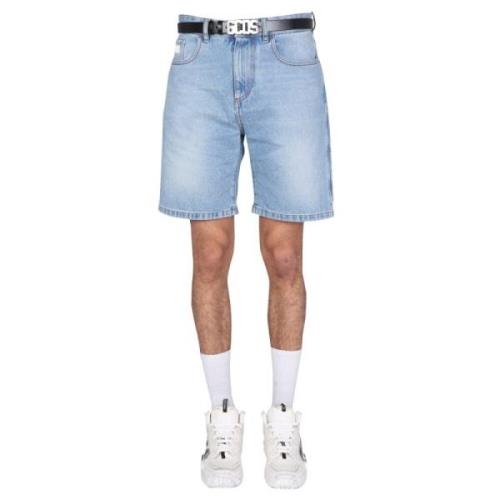 Logo Bermuda Denim Shorts Stijlvolle Mannen Gcds , Blue , Heren