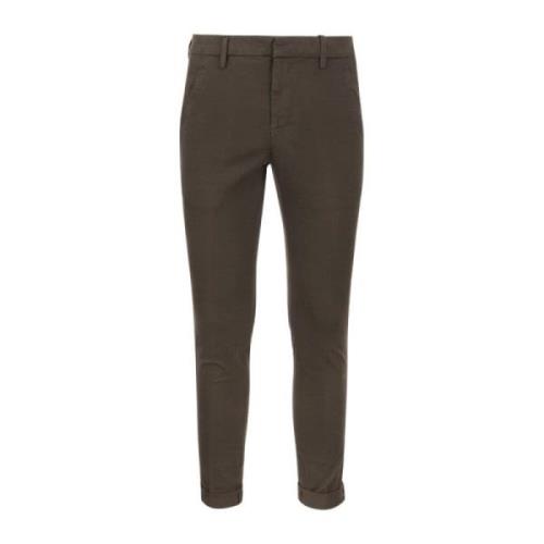 Gaubert - Slim-fit Gabardine Broek Dondup , Brown , Heren