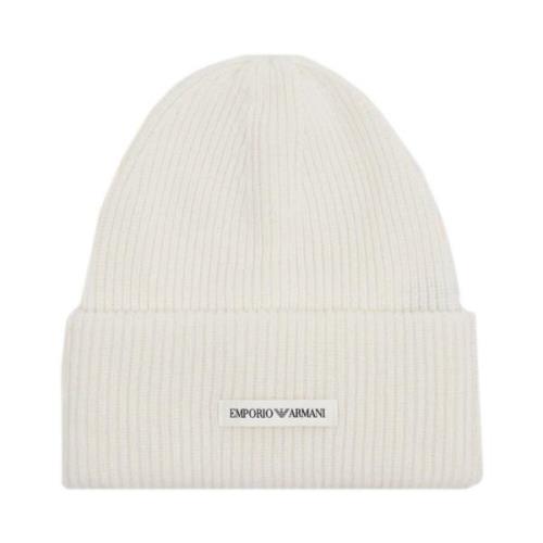 Off White Wol Beanie Hoed Emporio Armani , White , Unisex