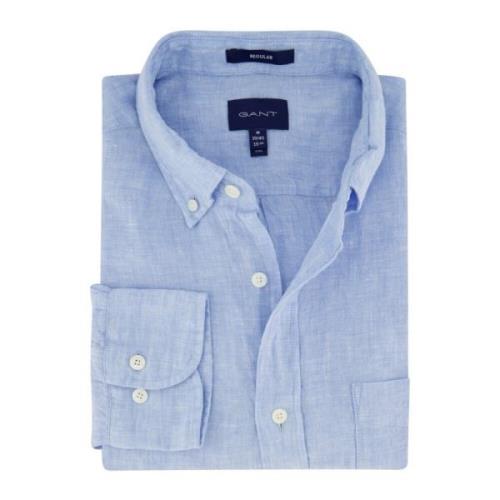 Casual Blauw Linnen Overhemd Gant , Blue , Heren