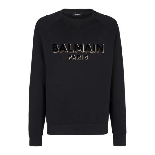 Metallic flock sweatshirt Balmain , Black , Heren