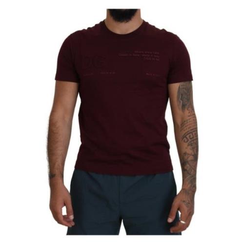 Maroon Bedrukt Kortemouwen Heren T-shirt Dolce & Gabbana , Red , Heren