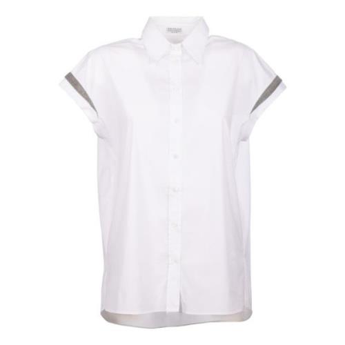 Witte Katoenen Shirt met Kettingen Brunello Cucinelli , White , Dames