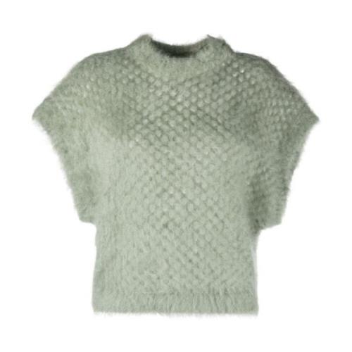 Metallic Mohair Vest Brunello Cucinelli , Green , Dames