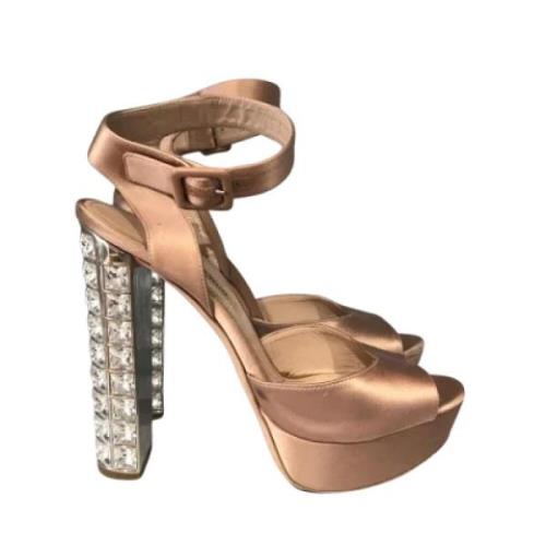 Pre-owned Canvas sandals Miu Miu Pre-owned , Beige , Dames