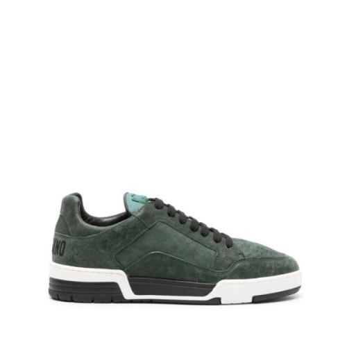 Groene Suède Sneakers met Teddybeer Logo Moschino , Green , Heren