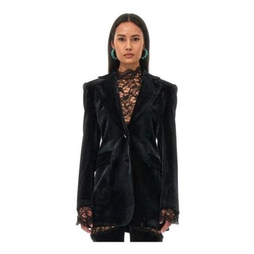 Zwarte fluwelen blazer met pieklapels Roberto Cavalli , Black , Dames