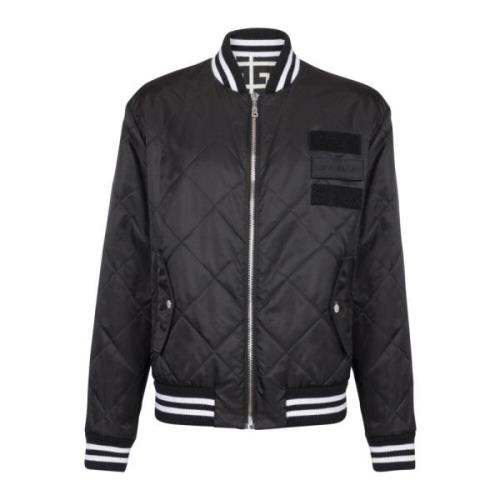 Omkeerbare nylon bomberjack met maxi-monogram Balmain , Black , Heren