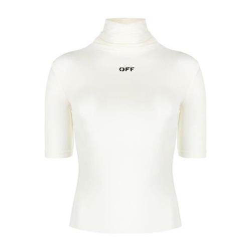 Logo-Print Mock-Neck Sweater Off White , White , Dames