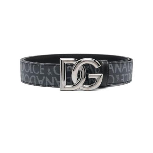 Zwart Jacquard Stoffen Riem met DG Gesp Dolce & Gabbana , Black , Here...