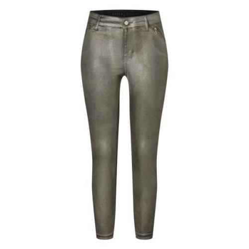 Metallic Coated Skinny Leg Jeans MAC , Gray , Dames
