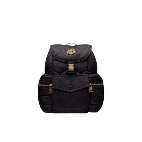 Zwarte nylon rugzak met verstelbare banden Moncler , Black , Unisex