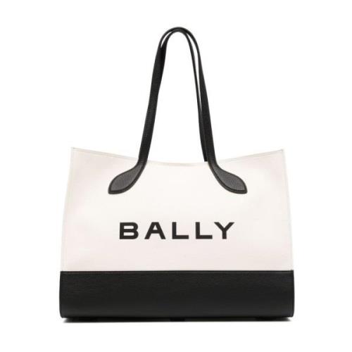Logo-Print Tote Bag Bally , White , Dames