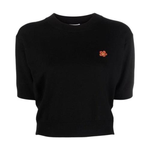Zwarte Crop Sweater met Contrastdetail Kenzo , Black , Dames
