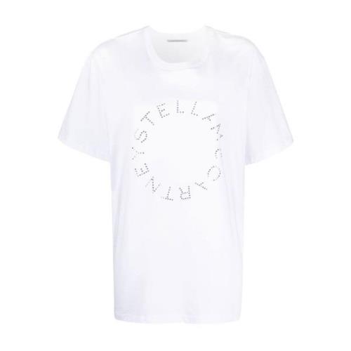 Witte Katoenen Oversized T-shirt met Strass Logo Stella McCartney , Wh...
