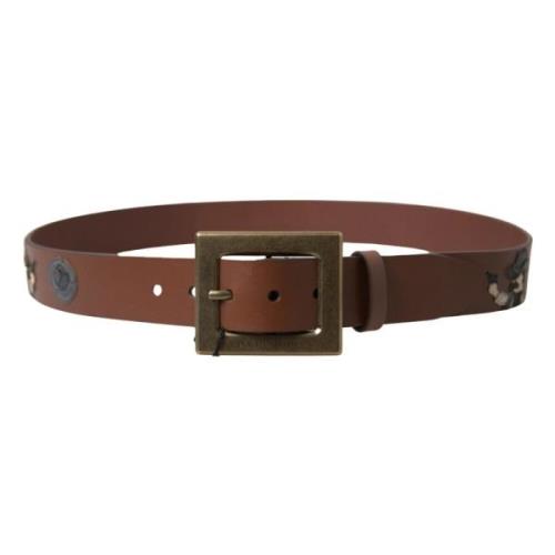 Bruin Leren Vierkante Gesp Riem Dolce & Gabbana , Brown , Heren