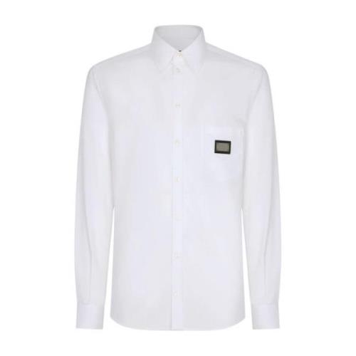Witte shirts met metalen logo Dolce & Gabbana , White , Heren