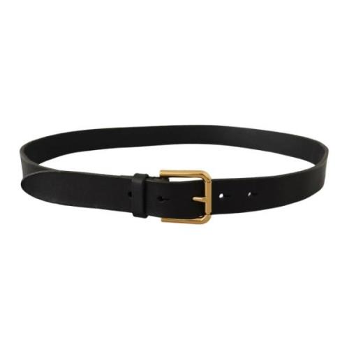 Prachtige Leren Riem met Gouden Metalen Logo Dolce & Gabbana , Black ,...