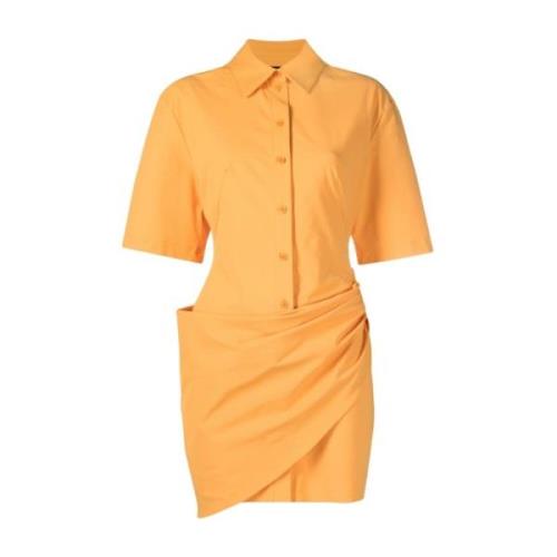 Tangerine Orange Wrap Overhemdjurk Jacquemus , Orange , Dames