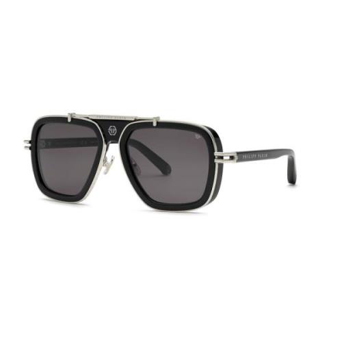 Metalen en Acetaat Zonnebril met Polyester Cr39 Lens Philipp Plein , B...