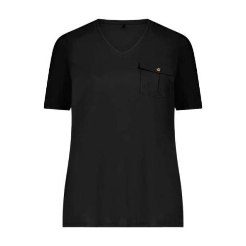 Reis V-Hals Korte Mouw Shirt Plus Basics , Black , Dames