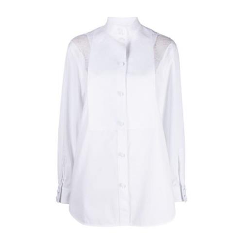 Witte Poplin Overhemd met Kantdetail Burberry , White , Dames