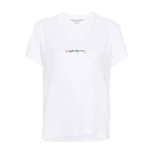 Witte Hart Creweck T-shirts en Polos Stella McCartney , White , Dames