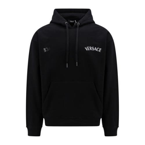 Iconisch Geborduurd Katoenen Sweatshirt Versace , Black , Heren