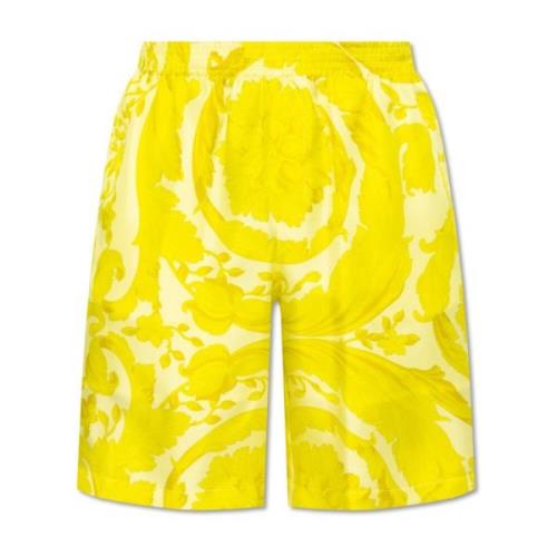 Zijden shorts Versace , Yellow , Heren