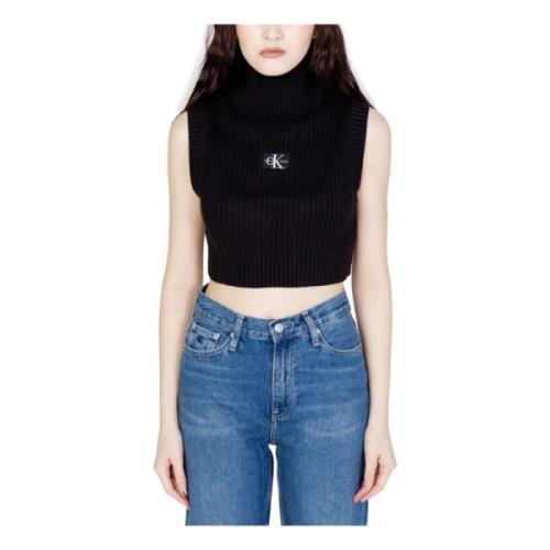 Dames Cropped Sweater Calvin Klein Jeans , Black , Dames