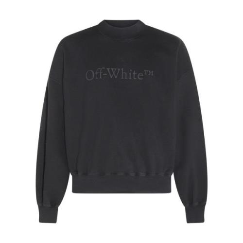 Zwarte Katoenen Sweatshirt met Logo Print Off White , Black , Heren